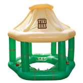 7.5' Cream and Green Tropical Inflatable Swimming Pool Floating Tiki Bar